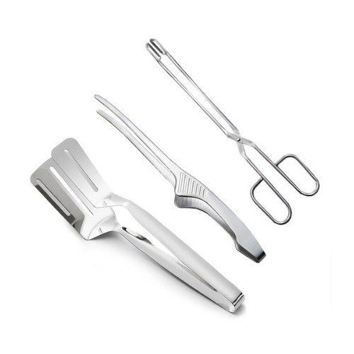 인블룸 스텐 가위형 집게 30cm + 양면 뒤집개 + 핀셋 고기집게 24cm 세트