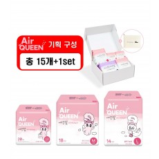 기획A_8 [에어퀸/국내산] 순면감촉 에센셜 [선물세트 x1set + 생리대 x15개]