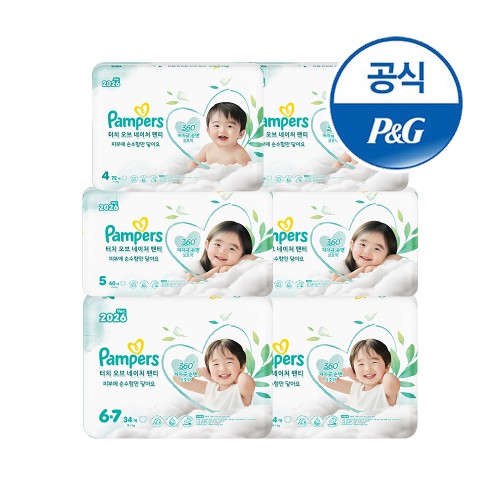 팸퍼스 2026 신제품 터치오브네이처 팬티형 기저귀 4~6단계(총 3박스)