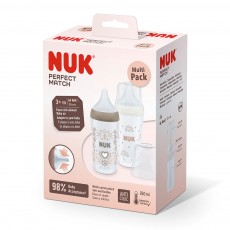 누크 퍼펙트매치 트윈팩 260ml 레인보우 하트 (M젖꼭지포함)
