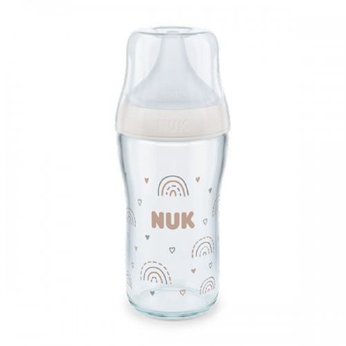 누크 퍼펙트매치 유리젖병 230ml 레인보우 (M젖꼭지포함)