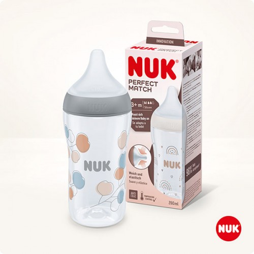 누크 퍼펙트매치 젖병 260ml 코튼 (M젖꼭지포함)