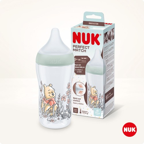 누크 퍼펙트매치 디즈니 젖병 260ml 푸우(M젖꼭지포함)