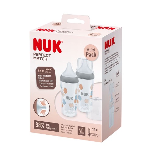 누크 퍼펙트매치 트윈팩 260ml 코튼 (M젖꼭지포함)